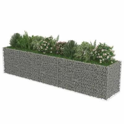 VidaXL Lit surélevé à gabion Acier galvanisé 450x90x100 cm 3 VidaXL Lit surélevé à gabion Acier galvanisé 450x90x100 cm – Image 3