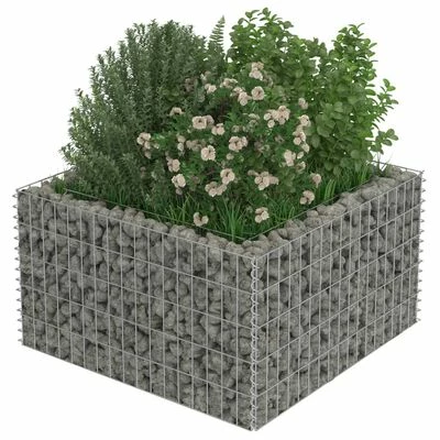 VidaXL Lit surélevé à gabion Acier galvanisé 90x90x50 cm 3 VidaXL Lit surélevé à gabion Acier galvanisé 90x90x50 cm – Image 3