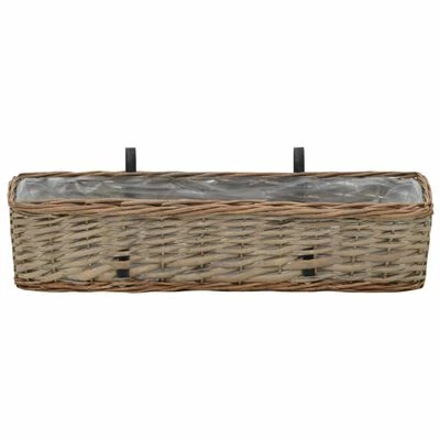 VidaXL Jardinière de balcon 2 pcs Osier avec doublure en PE 60 cm 3 VidaXL Jardinière de balcon 2 pcs Osier avec doublure en PE 60 cm – Image 3