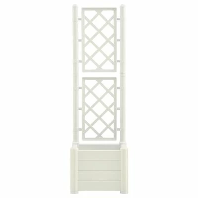 VidaXL Jardinière avec treillis 43x43x142 cm PP Blanc 3 VidaXL Jardinière avec treillis 43x43x142 cm PP Blanc – Image 3