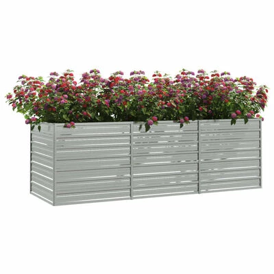 VidaXL Lit surélevé de jardin 240x80x77 cm Acier galvanisé Argenté 3 VidaXL Lit surélevé de jardin 240x80x77 cm Acier galvanisé Argenté – Image 3