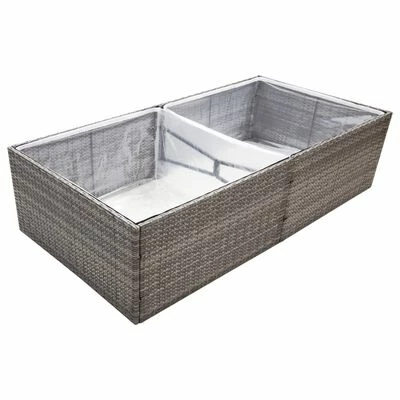 VidaXL Jardinière Gris 157x80x40 cm Résine tressée 3 VidaXL Jardinière Gris 157x80x40 cm Résine tressée – Image 3