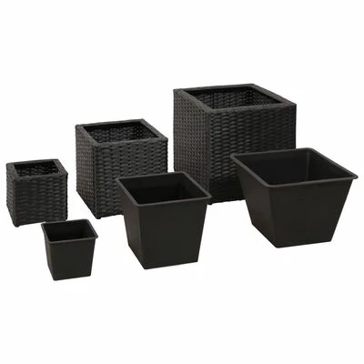 VidaXL Lits surélevés de jardin 3 pcs Résine tressée Noir 3 VidaXL Lits surélevés de jardin 3 pcs Résine tressée Noir – Image 3