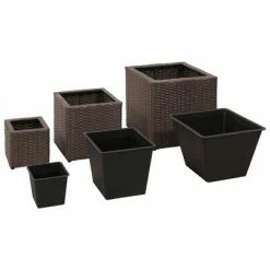 VidaXL Lits surélevés de jardin 3 pcs Résine tressée Marron -Pots & cache-pots Soldes 2022 image 3 41082