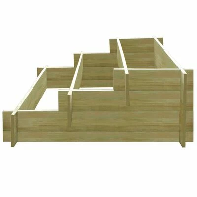 VidaXL Jardinière à 3 niveaux 90 x 90 x 35 cm Bois imprégné 3 VidaXL Jardinière à 3 niveaux 90 x 90 x 35 cm Bois imprégné – Image 3