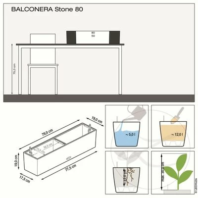 LECHUZA Jardinière BALCONERA Stone 80 ALL-IN-ONE Noir 3 LECHUZA Jardinière BALCONERA Stone 80 ALL-IN-ONE Noir – Image 3