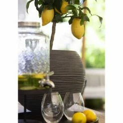 Capi Pot à fleurs Nature Rib rond 40x32 cm Gris foncé -Pots & cache-pots Soldes 2022 image 3 434844