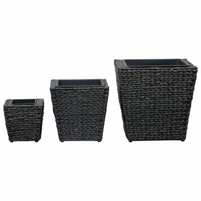 VidaXL Lits surélevés de jardin 3 pcs Jacinthe d'eau Noir 3 VidaXL Lits surélevés de jardin 3 pcs Jacinthe d'eau Noir – Image 3