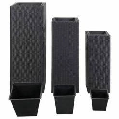 VidaXL Lits surélevés de jardin 3 pcs Résine tressée Noir -Pots & cache-pots Soldes 2022 image 3 46924