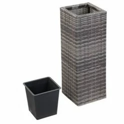 VidaXL Lit surélevé de jardin à 2 pots 28x28x80 cm Résine Tressée Gris -Pots & cache-pots Soldes 2022 image 3 46925