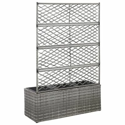 VidaXL Lit surélevé en treillis 3 pots 83x30x130cm Résine tressée Gris 3 VidaXL Lit surélevé en treillis 3 pots 83x30x130cm Résine tressée Gris – Image 3