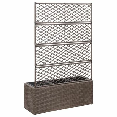 VidaXL Lit surélevé treillis 3 pots 83x30x130 cm Résine tressée Marron 3 VidaXL Lit surélevé treillis 3 pots 83x30x130 cm Résine tressée Marron – Image 3