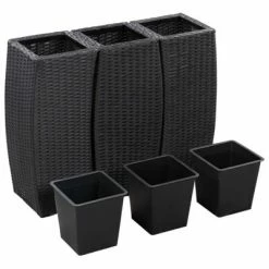 VidaXL Lits surélevés de jardin 3 pcs Résine tressée Noir -Pots & cache-pots Soldes 2022 image 3 46939