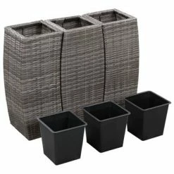 VidaXL Lits surélevés de jardin 3 pcs Résine tressée Gris -Pots & cache-pots Soldes 2022 image 3 46940