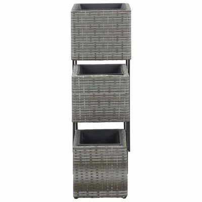 VidaXL Lits surélevés de jardin 3 pcs Résine tressée Gris 3 VidaXL Lits surélevés de jardin 3 pcs Résine tressée Gris – Image 3