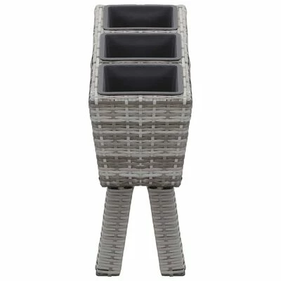 VidaXL Lit surélevé de jardin et pieds et 3 pots 72x25x50cm Rotin Gris 3 VidaXL Lit surélevé de jardin et pieds et 3 pots 72x25x50cm Rotin Gris – Image 3