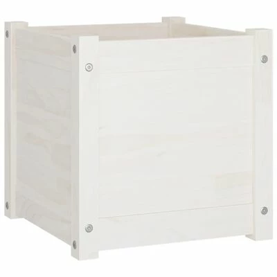 VidaXL Jardinières d'extérieur 2 pcs Blanc 40x40x40 cm Bois de pin 3 VidaXL Jardinières d'extérieur 2 pcs Blanc 40x40x40 cm Bois de pin – Image 3