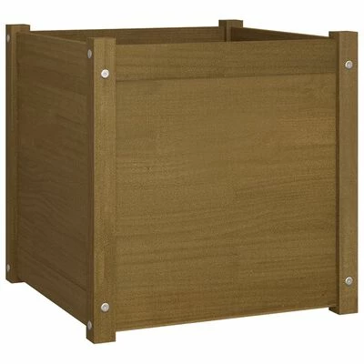VidaXL Jardinières 2 pcs Marron miel 50x50x50 cm Bois de pin massif 3 VidaXL Jardinières 2 pcs Marron miel 50x50x50 cm Bois de pin massif – Image 3
