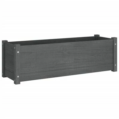 VidaXL Jardinières 2 pcs Gris 100x31x31 cm Bois de pin massif 3 VidaXL Jardinières 2 pcs Gris 100x31x31 cm Bois de pin massif – Image 3