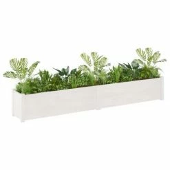 VidaXL Jardinière Blanc 200x31x31 cm Bois de pin massif -Pots & cache-pots Soldes 2022 image 3 810761