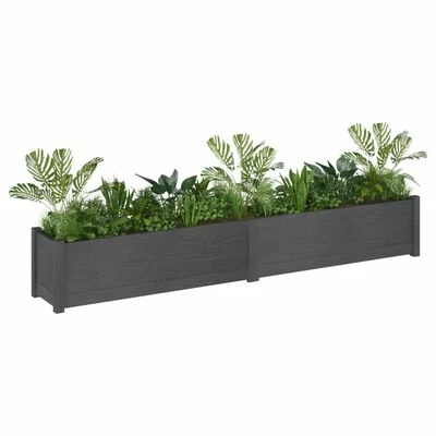 VidaXL Jardinière d'extérieur Gris 200x31x31 cm Bois de pin massif 3 VidaXL Jardinière d'extérieur Gris 200x31x31 cm Bois de pin massif – Image 3
