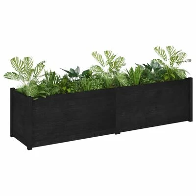 VidaXL Jardinière Noir 200x50x50 cm Bois de pin solide 3 VidaXL Jardinière Noir 200x50x50 cm Bois de pin solide – Image 3