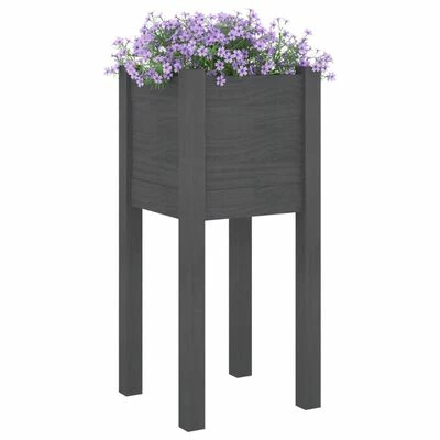 VidaXL Jardinières d'extérieur 2 pcs Gris 31x31x70 cm Bois de pin 3 VidaXL Jardinières d'extérieur 2 pcs Gris 31x31x70 cm Bois de pin – Image 3