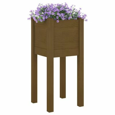 VidaXL Jardinières d'extérieur 2 pcs Marron miel 31x31x70cm Pin massif 3 VidaXL Jardinières d'extérieur 2 pcs Marron miel 31x31x70cm Pin massif – Image 3
