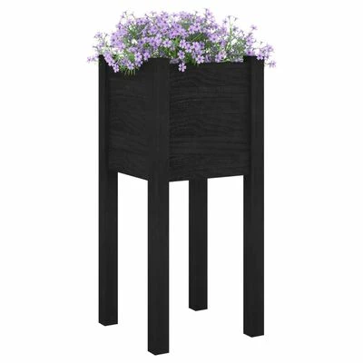 VidaXL Jardinières d'extérieur 2 pcs Noir 31x31x70 cm Bois de pin 3 VidaXL Jardinières d'extérieur 2 pcs Noir 31x31x70 cm Bois de pin – Image 3