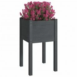 VidaXL Jardinières d'extérieur 2pcs Gris 40x40x70cm Bois de pin massif -Pots & cache-pots Soldes 2022 image 3 810794