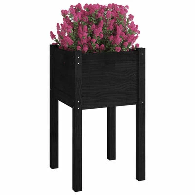 VidaXL Jardinières d'extérieur 2pcs Noir 40x40x70cm Bois de pin massif 3 VidaXL Jardinières d'extérieur 2pcs Noir 40x40x70cm Bois de pin massif – Image 3