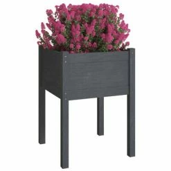 VidaXL Jardinière Gris 50x50x70 cm Bois de pin massif -Pots & cache-pots Soldes 2022 image 3 810803