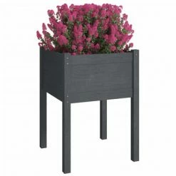 VidaXL Jardinières 2 pcs Gris 50x50x70 cm Bois de pin massif -Pots & cache-pots Soldes 2022 image 3 810804