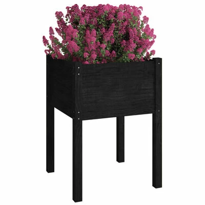 VidaXL Jardinière Noir 50x50x70 cm Bois de pin massif 3 VidaXL Jardinière Noir 50x50x70 cm Bois de pin massif – Image 3