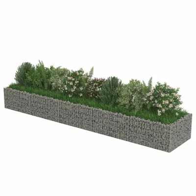 VidaXL Lit surélevé à gabion Acier galvanisé 450x90x50 cm 4 VidaXL Lit surélevé à gabion Acier galvanisé 450x90x50 cm – Image 4
