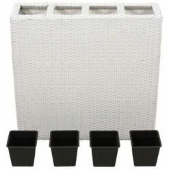 VidaXL Lits surélevés de jardin et 4 pots 2 pcs Résine tressée Blanc -Pots & cache-pots Soldes 2022 image 4 279081
