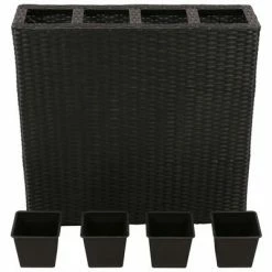 VidaXL Lits surélevés de jardin avec 4 pots 2 pcs Résine tressée Noir -Pots & cache-pots Soldes 2022 image 4 279082
