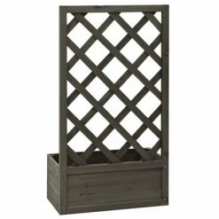 VidaXL Jardinière à treillis de jardin Gris 50x25x90 cm Bois de sapin -Pots & cache-pots Soldes 2022 image 4 314831