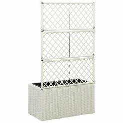 VidaXL Lit surélevé en treillis 2pots 58x30x107cm Résine tressée Blanc -Pots & cache-pots Soldes 2022 image 4 316369