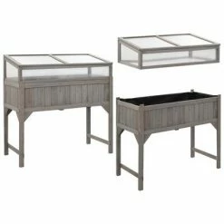 VidaXL Lit surélevé avec serre 110x54x120 cm Bois de sapin massif -Pots & cache-pots Soldes 2022 image 4 316472