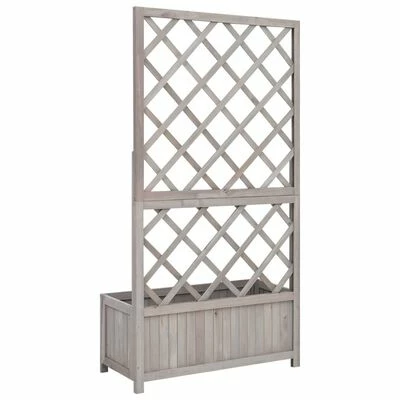 VidaXL Jardinière à treillis de jardin Gris 70x30x135 cm Bois de sapin 4 VidaXL Jardinière à treillis de jardin Gris 70x30x135 cm Bois de sapin – Image 4
