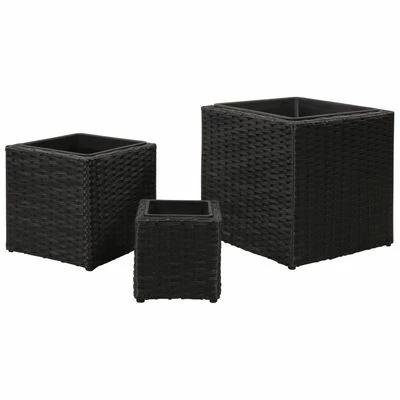 VidaXL Lits surélevés de jardin 3 pcs Résine tressée Noir 4 VidaXL Lits surélevés de jardin 3 pcs Résine tressée Noir – Image 4