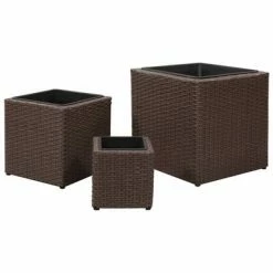 VidaXL Lits surélevés de jardin 3 pcs Résine tressée Marron -Pots & cache-pots Soldes 2022 image 4 41082