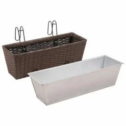 VidaXL Jeu de jardinières de balcon Trapèze Rotin 50 cm 2 pcs Marron -Pots & cache-pots Soldes 2022 image 4 41087