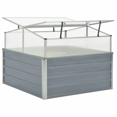 VidaXL Serre 100 x 100 x 85 cm Grise Acier galvanisé 4 VidaXL Serre 100 x 100 x 85 cm Grise Acier galvanisé – Image 4