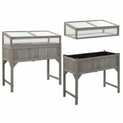 VidaXL Lit surélevé de jardin avec serre 120x54x120 cm Bois de sapin -Pots & cache-pots Soldes 2022 image 4 45531