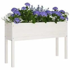 VidaXL Jardinière d'extérieur Blanc 110x31x70 cm Bois de pin massif -Pots & cache-pots Soldes 2022 image 4 810831