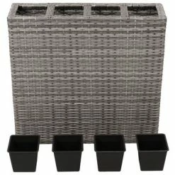 VidaXL Lits surélevés de jardin avec 4 pots 2pcs Résine tressée Gris -Pots & cache-pots Soldes 2022 image 5 279080