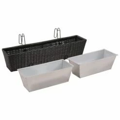 VidaXL Ensemble de jardinières de balcon Trapèze Rotin 80cm 2 pcs Noir -Pots & cache-pots Soldes 2022 image 5 41088