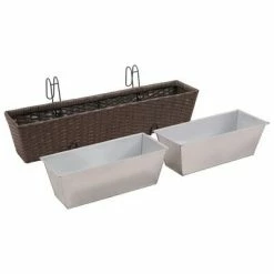 VidaXL Jeu de jardinières de balcon Trapèze Rotin 80 cm 2 pcs Marron -Pots & cache-pots Soldes 2022 image 5 41089
